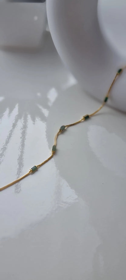 Elegant Green Zircon Charm Gold Bracelet