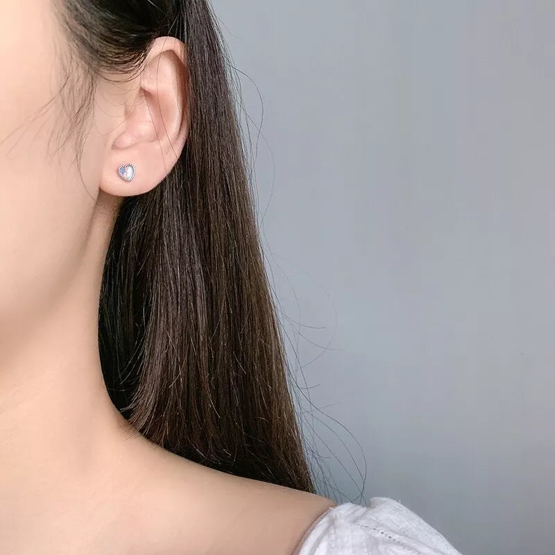 Heart Stud Earrings 925 Sterling Silver