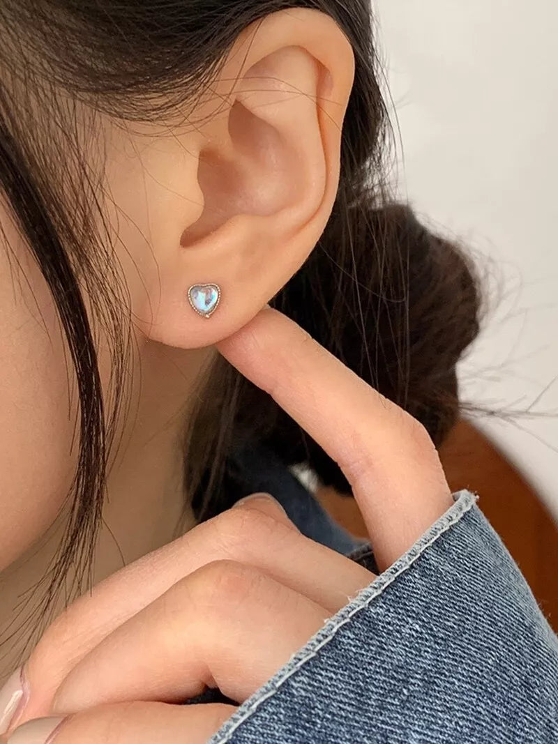 Heart Stud Earrings 925 Sterling Silver