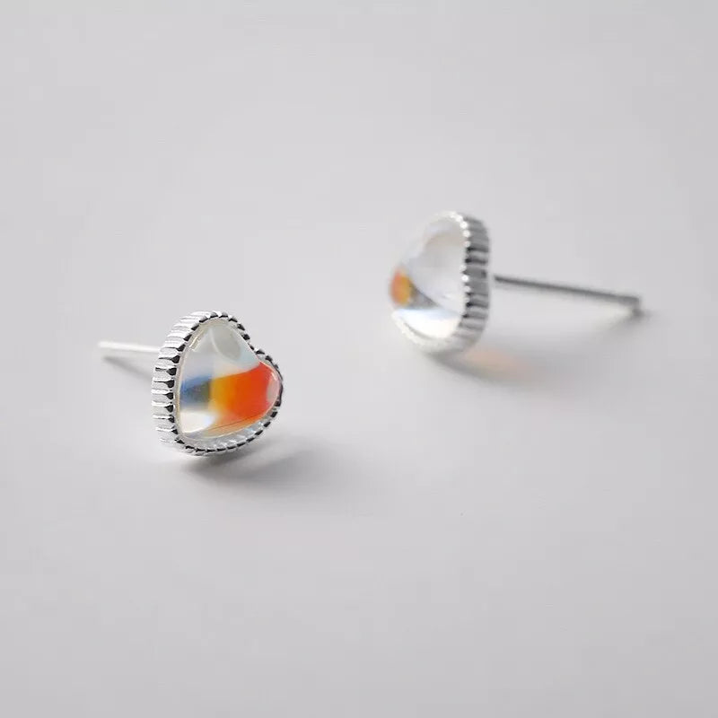 Heart Stud Earrings 925 Sterling Silver
