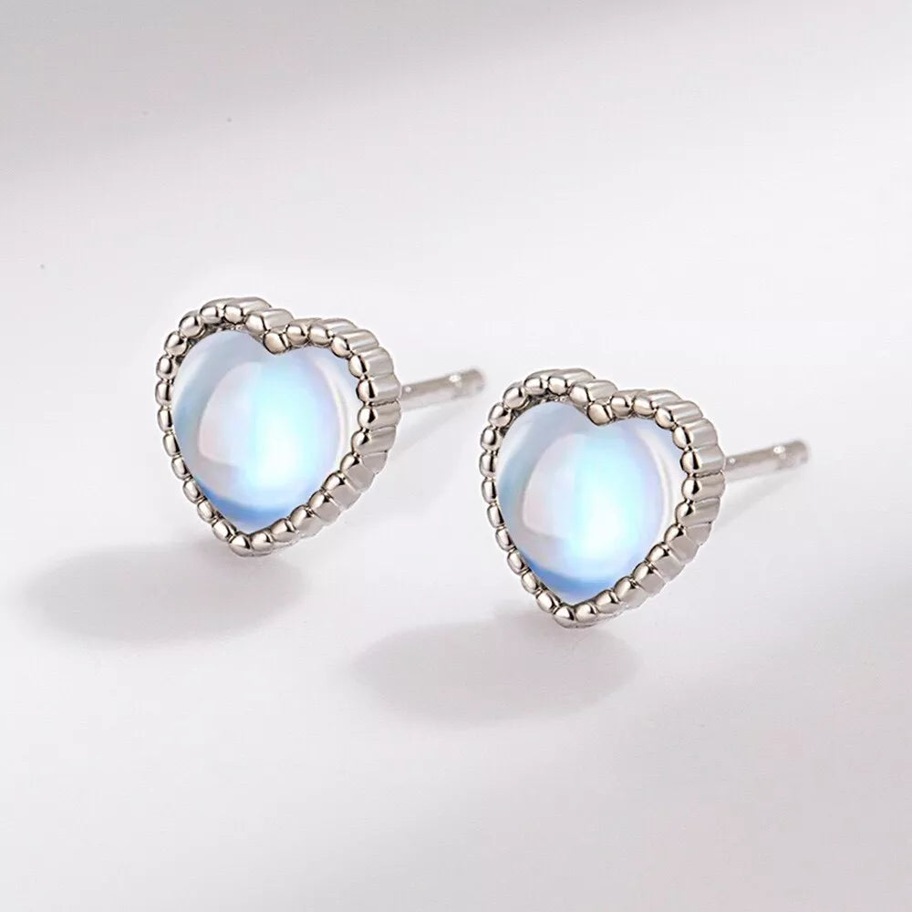 Heart Stud Earrings 925 Sterling Silver