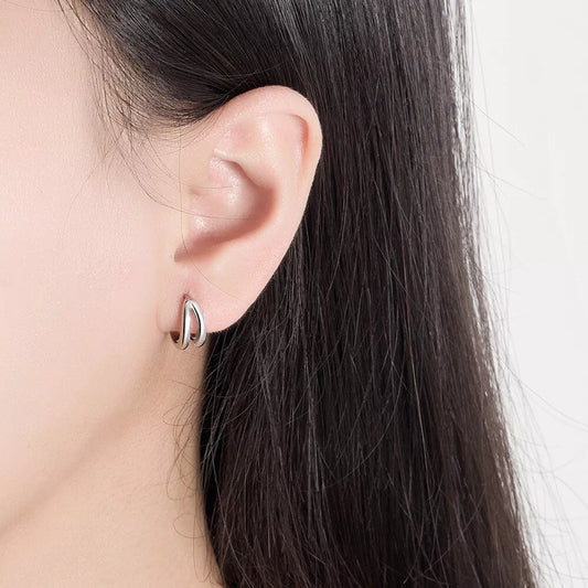 Black and Silver Hoop Earrings for Women & Girls