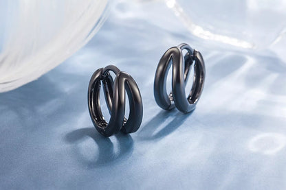 Black and Silver Hoop Earrings for Women & Girls