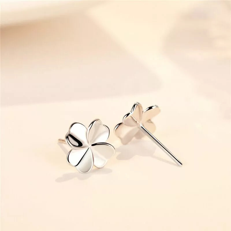 925 Sterling Silver Love Clover Stud Earrings for Women - Girls Jewelry Gift