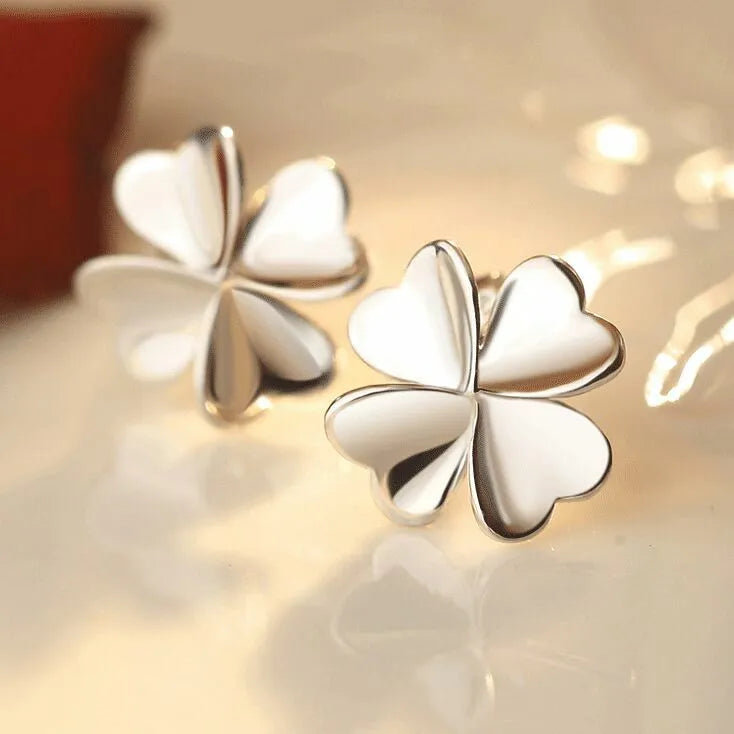 925 Sterling Silver Love Clover Stud Earrings for Women - Girls Jewelry Gift