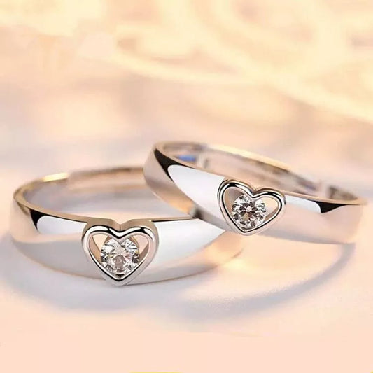 925 Sterling Silver Love Heart Adjustable Ring