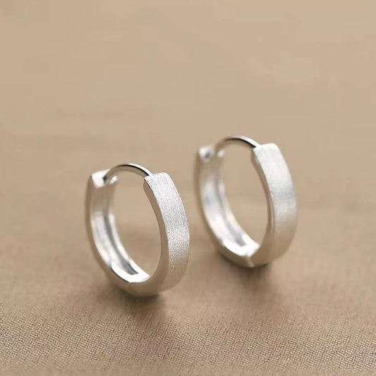 925 Sterling Silver Matte Hoop Earrings for Women