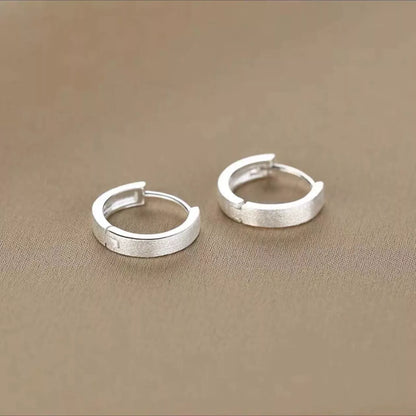 925 Sterling Silver Matte Hoop Earrings