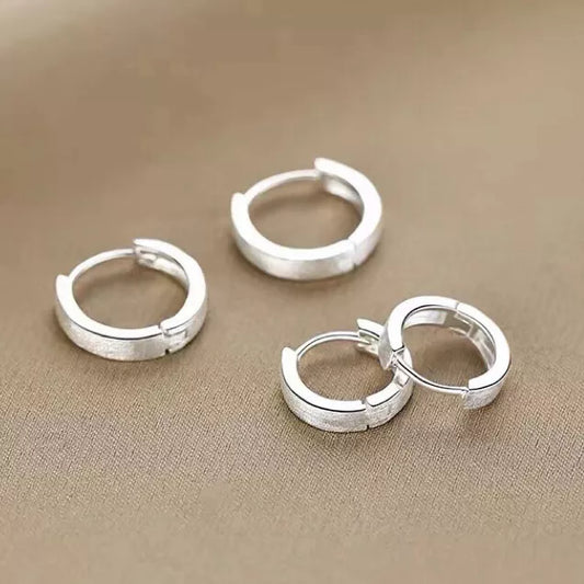 925 Sterling Silver Matte Hoop Earrings