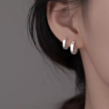 925 Sterling Silver Matte Hoop Earrings