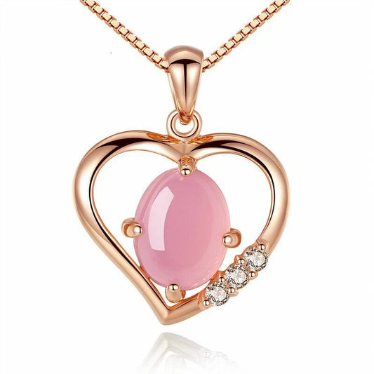 925 Sterling Silver Moonstone Heart Pendant Necklace – Crystal Charm Jewellery Gift for Her