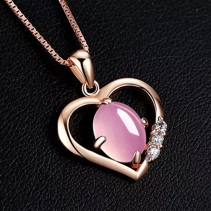 925 Sterling Silver Moonstone Heart Pendant Necklace – Crystal Charm Jewellery Gift for Her