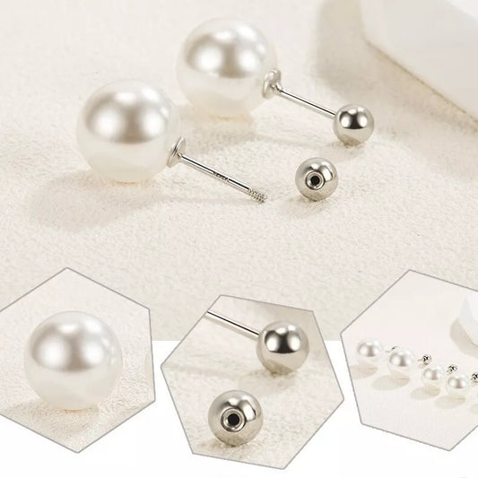 925 Sterling Silver Pearl Stud Earrings for Women