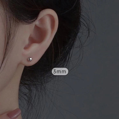 Round Bead Stud Earrings 925 Sterling Silver