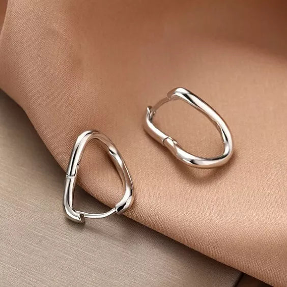 925 Sterling Silver Twisted Elegant Hoop Earrings