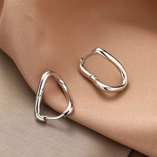 925 Sterling Silver Twisted Elegant Hoop Earrings