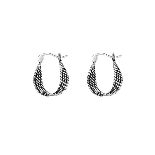 925 Sterling Silver Twisted Fashion Hoop Earrings