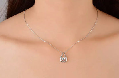 925 Sterling Silver Water Drop Pendant Necklace for Women – Elegant Chain Jewelry Gift UK