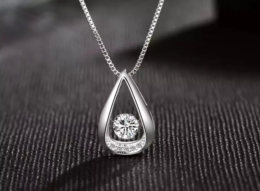 925 Sterling Silver Water Drop Pendant Necklace for Women – Elegant Chain Jewelry Gift UK