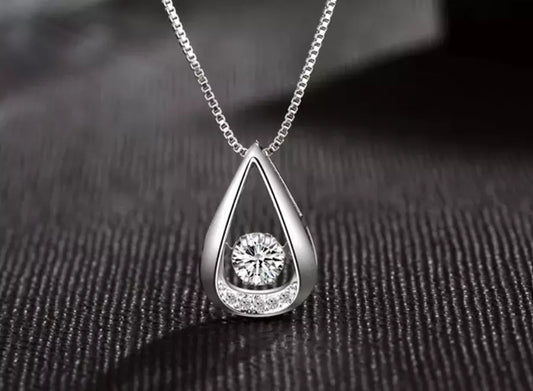 925 Sterling Silver Water Drop Pendant Necklace for Women – Elegant Chain Jewelry Gift UK