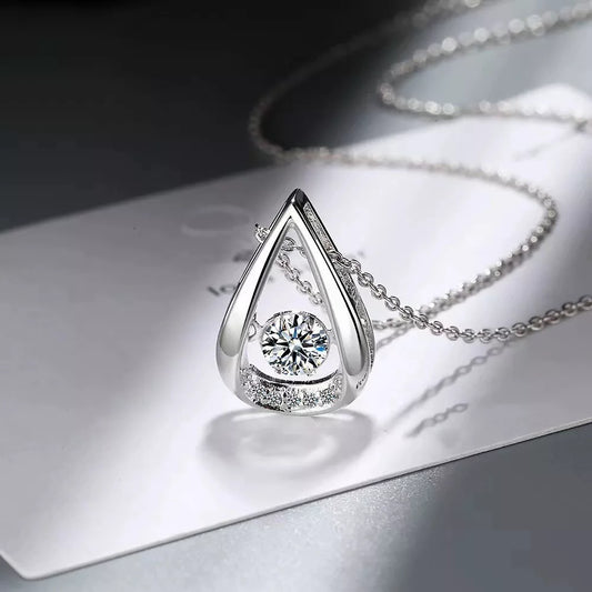 925 Sterling Silver Water Drop Pendant Necklace for Women – Elegant Chain Jewelry Gift UK