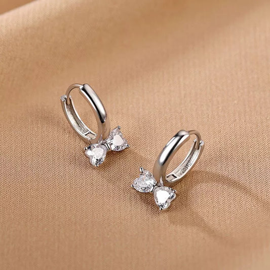 925 Sterling Silver Crystal Bow Hoop Earrings for Women & Girls – Elegant Gift Jewellery with Pouch  Hallmarked UK Silver