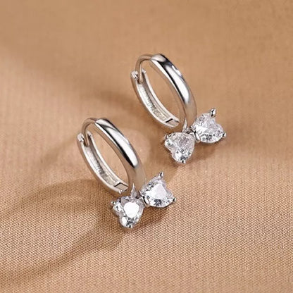 925 Sterling Silver Crystal Bow Hoop Earrings for Women & Girls – Elegant Gift Jewellery with Pouch  Hallmarked UK Silver