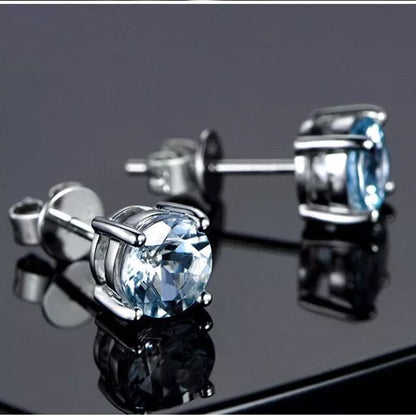925 Sterling Silver Cubic Zirconia Stud Earrings for Women – 6mm Round, Hallmarked, Gift-Ready Pouch