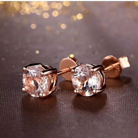 925 Sterling Silver Cubic Zirconia Stud Earrings for Women – 6mm Round, Hallmarked, Gift-Ready Pouch