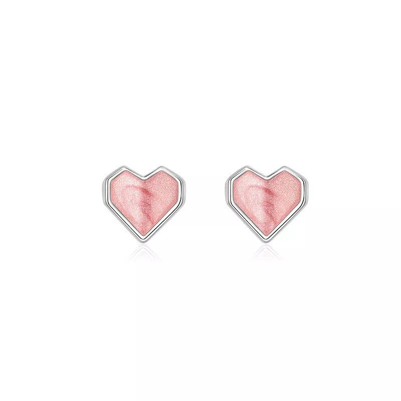 925 Sterling Silver Pink Heart Stud Earrings – Cute 6mm Jewelry Gift for Women & Girls UK Hallmarked