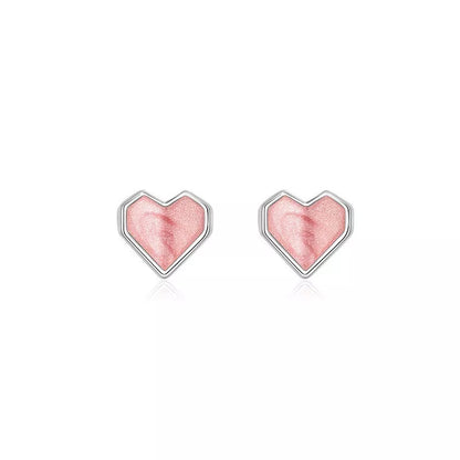 925 Sterling Silver Pink Heart Stud Earrings – Cute 6mm Jewelry Gift for Women & Girls UK Hallmarked