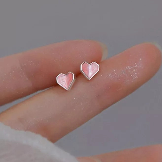 925 Sterling Silver Pink Heart Stud Earrings – Cute 6mm Jewelry Gift for Women & Girls UK Hallmarked