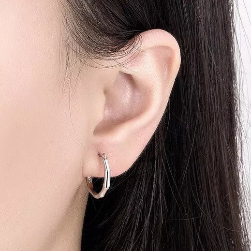 925 Sterling Silver Bamboo Hoop Earrings – 1.7cm Lightweight Gift for Women & Girls UK Hallmarked Jewellery