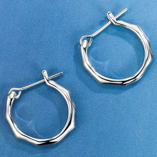 925 Sterling Silver Bamboo Hoop Earrings – 1.7cm Lightweight Gift for Women & Girls UK Hallmarked Jewellery