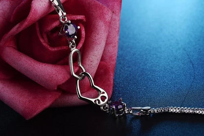 Double Heart Charm Linked Bracelet