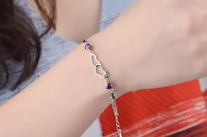 Double Heart Charm Linked Bracelet