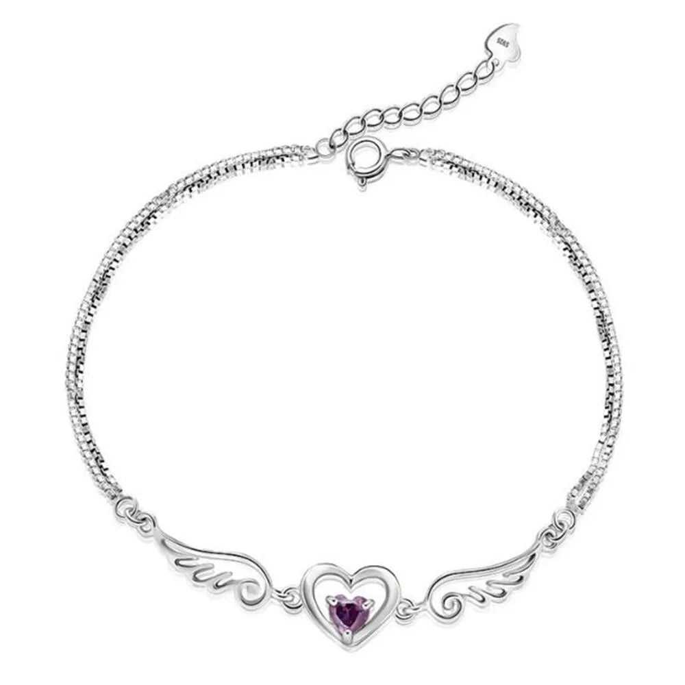 Angel Wing Bracelet For Women | Friendship Bracelet Angel Wing Heart Jewellery Sterling Silver