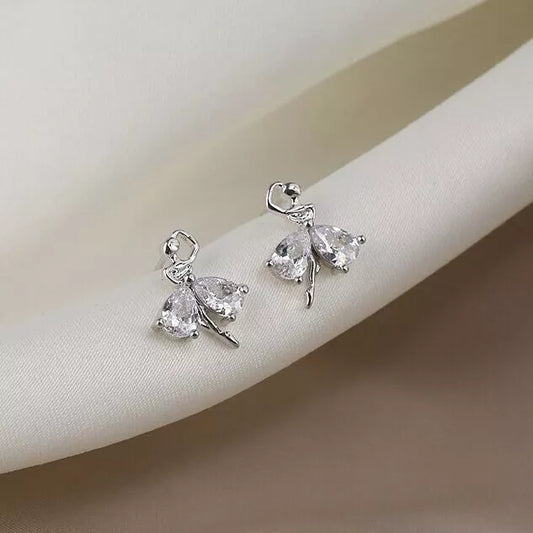 Ballet Stud Earrings – 925 Sterling Silver Dainty 8mm Jewellery Gift for Women UK Seller