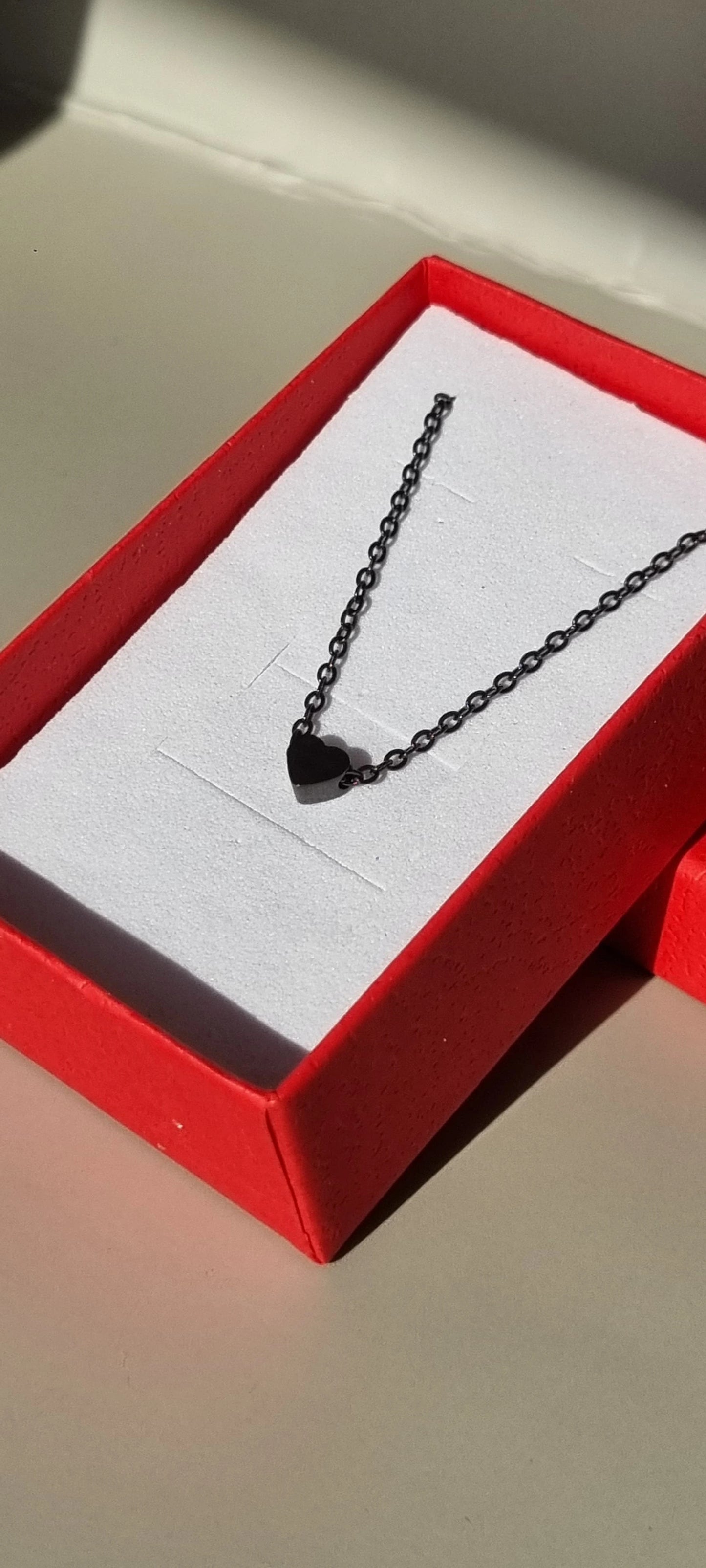 Tiny Heart Black Pendant Necklace