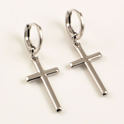 Christian Religious Cross Dangle Drop Earrings