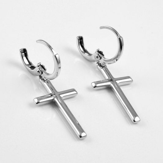Christian Religious Cross Dangle Drop Earrings