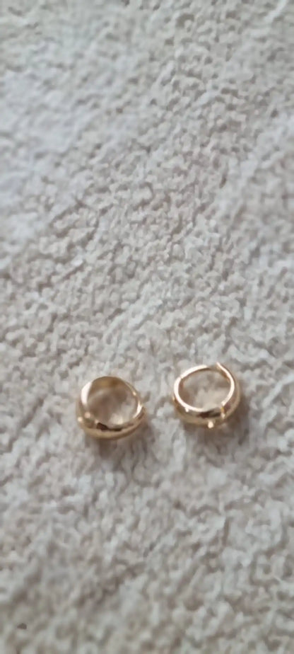 Chunky 14k Gold Hoop Earrings | 12mm Diameter | Cuff Style