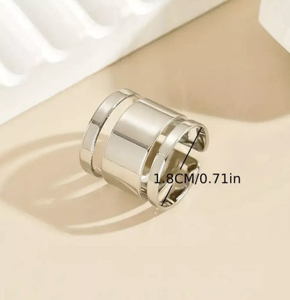 Chunky Stainless Steel Resizable Ring for Women – Sleek Wrap Design, Silver-Tone