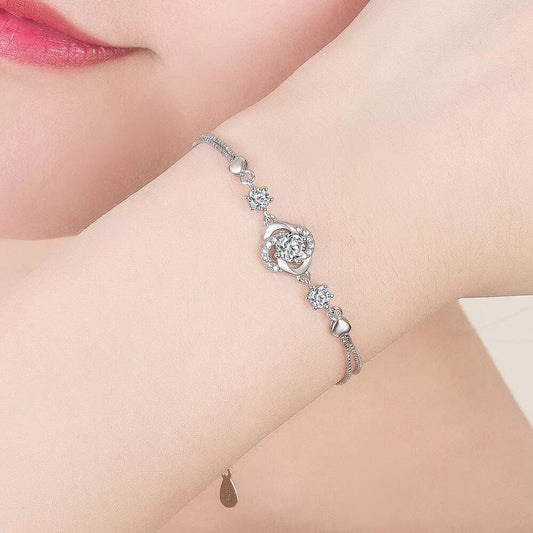 925 Sterling Silver Crystal Swirl Charm Bracelet – Hallmarked Jewellery for Women & Girls UK