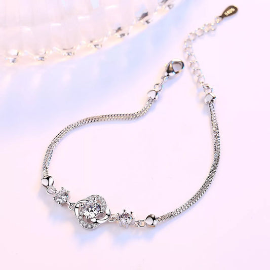 925 Sterling Silver Crystal Swirl Charm Bracelet – Hallmarked Jewellery for Women & Girls UK