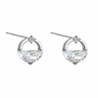925 Sterling Silver Crystal Circle Stud Earrings – Women's Designer Jewellery Gift UK