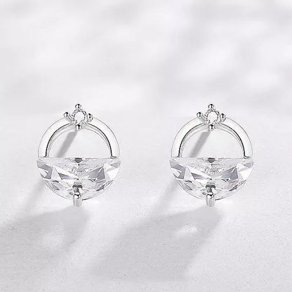 925 Sterling Silver Crystal Circle Stud Earrings – Women's Designer Jewellery Gift UK