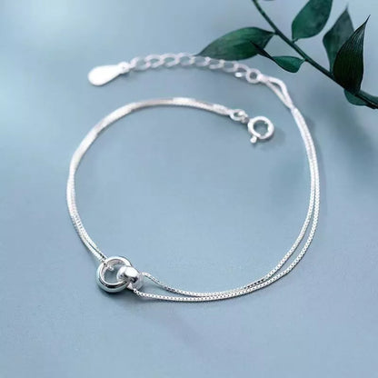 Minimalist Bracelet Circular Ring 925 Sterling Silver
