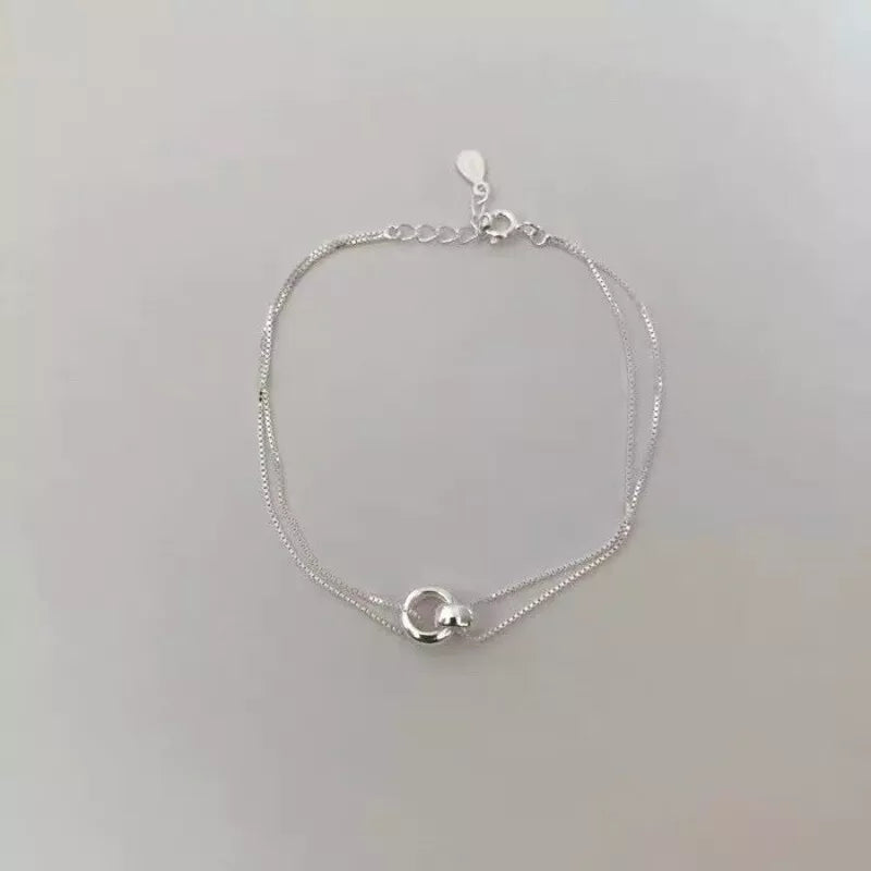 Minimalist Bracelet Circular Ring 925 Sterling Silver
