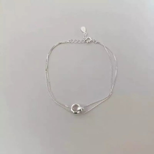 Minimalist Bracelet Circular Ring 925 Sterling Silver
